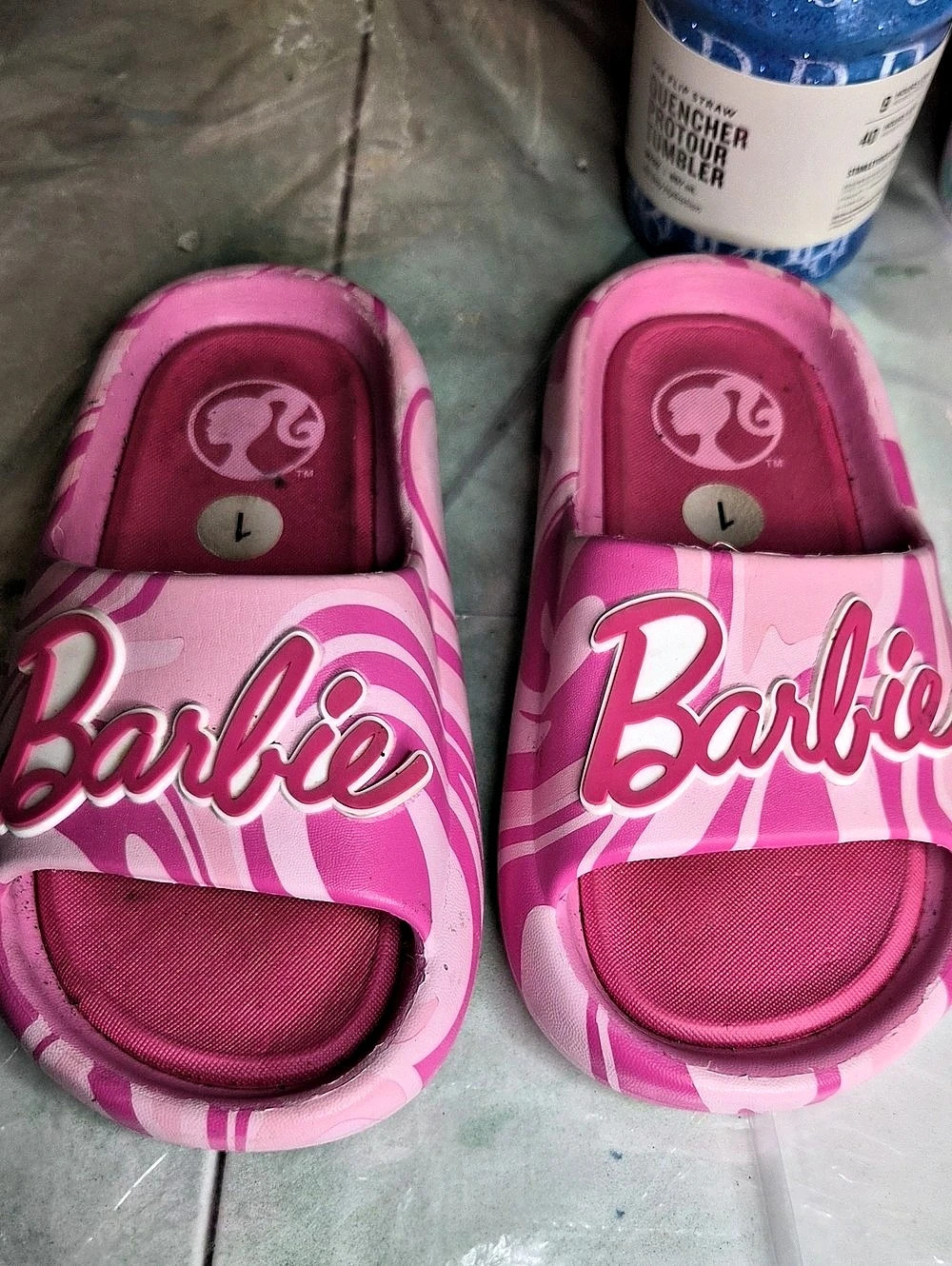 Barbie Kids Pink Swirl Slide Sandals Pink Girls US 7